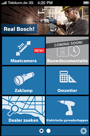 De Bosh Toolbox App voor op de bouwplaats en de werkplaats