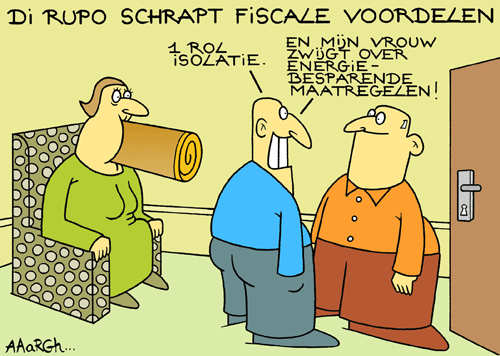 Cartoon - Di Rupo schrapt fiscale voordelen voor energiebesparende maatregelen