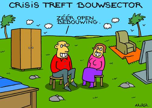 De Crisis treft de Bouwsector - Cartoon Aaargh