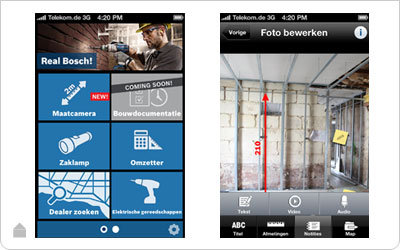 De Bosh Toolbox App voor op de bouwplaats en de werkplaats